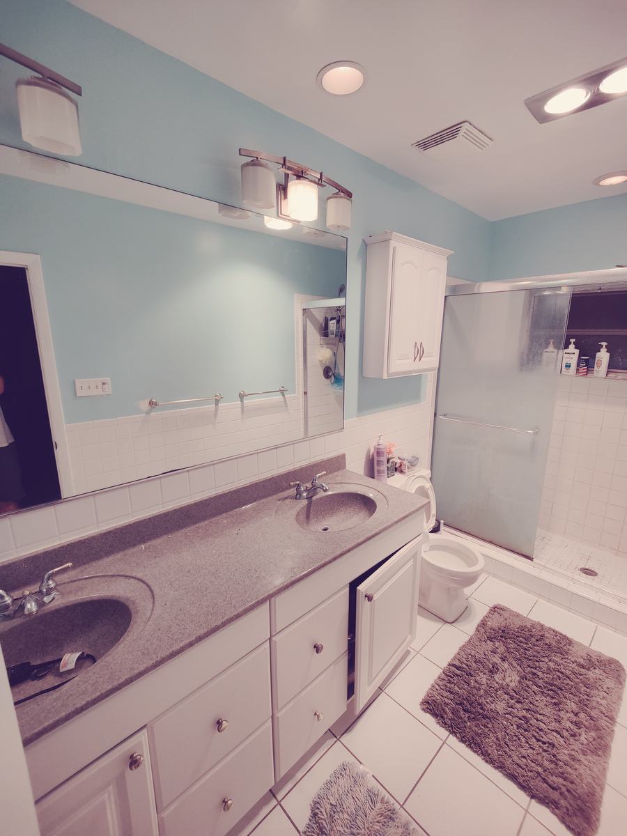 Bathroom finish before later renovation work