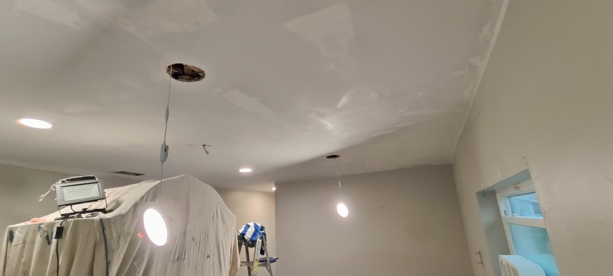 Ceiling repair, skim-coat and finishing work