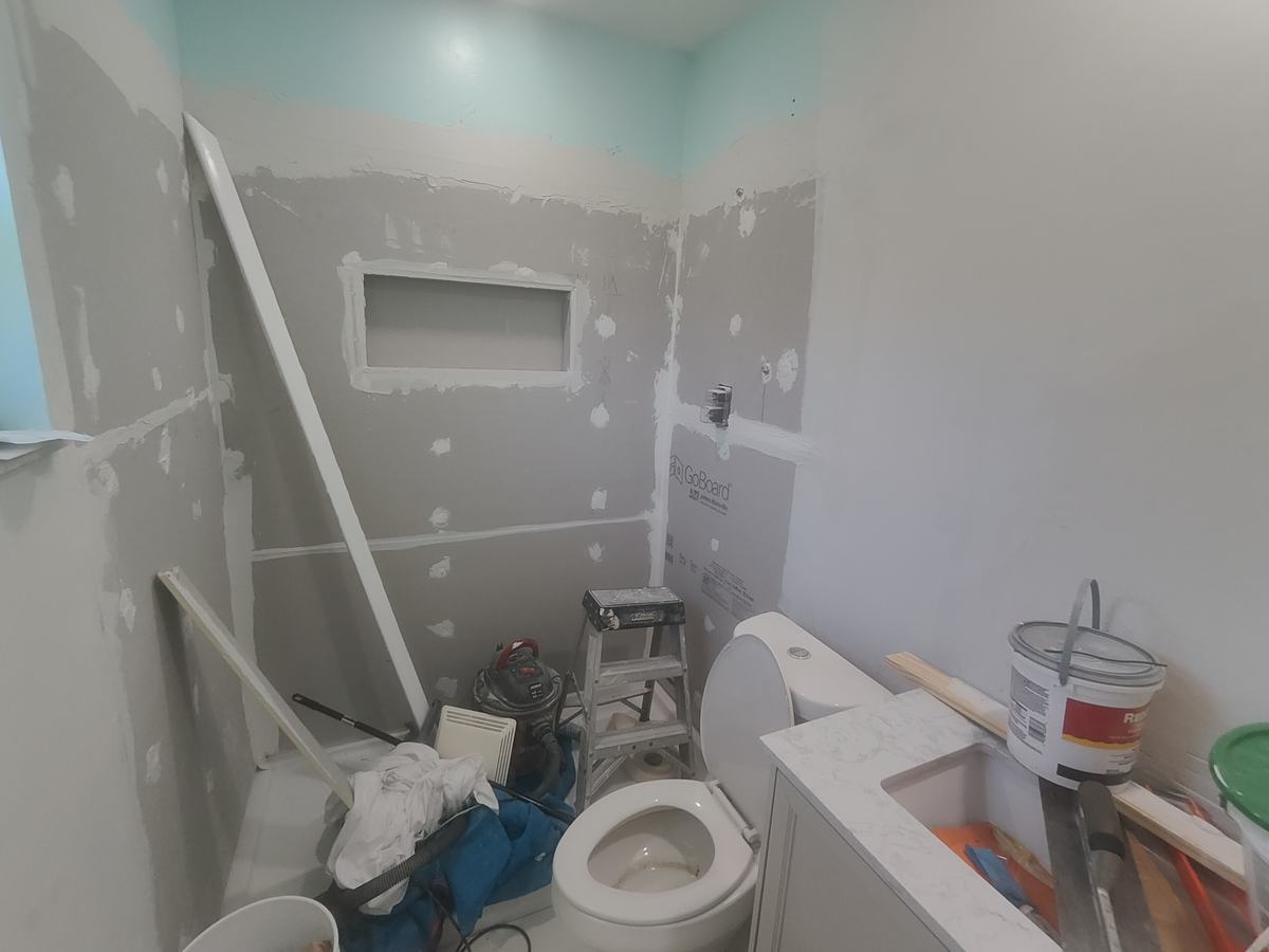 Bathroom remodel — wall preparation and waterproofing