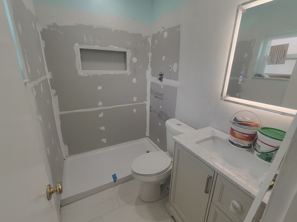 Bathroom remodel — wall preparation and waterproofing