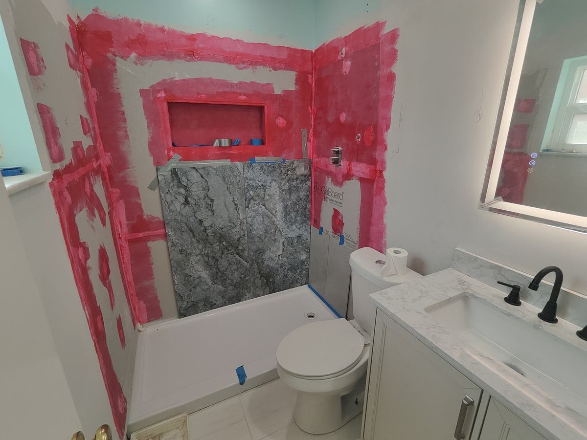 Bathroom remodel — wall preparation and waterproofing