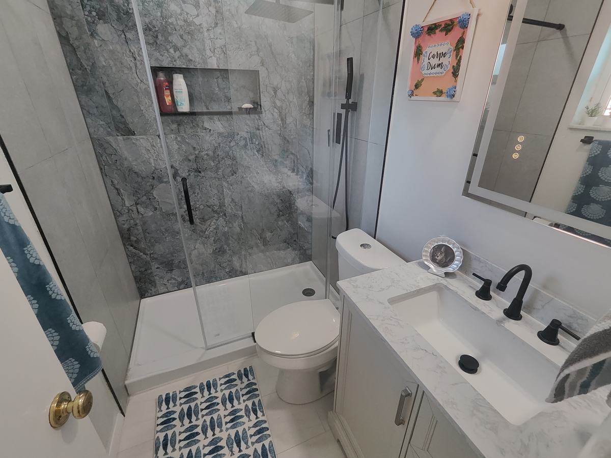 Completed bathroom remodel detail