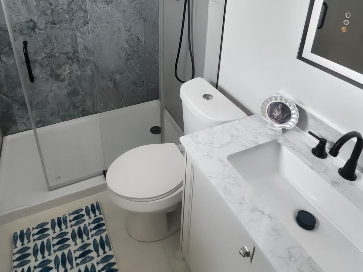 Completed bathroom remodel detail