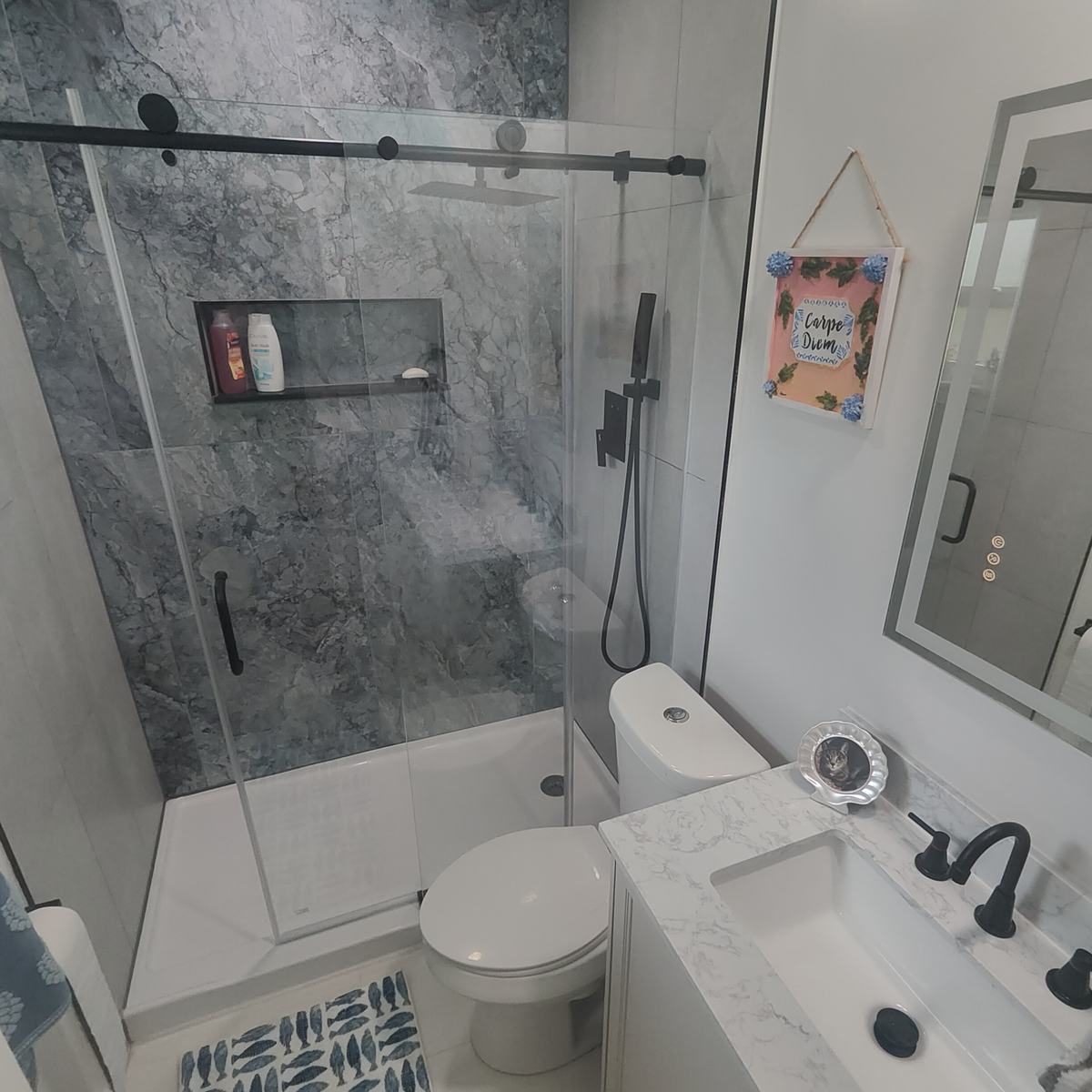 Completed bathroom remodel detail