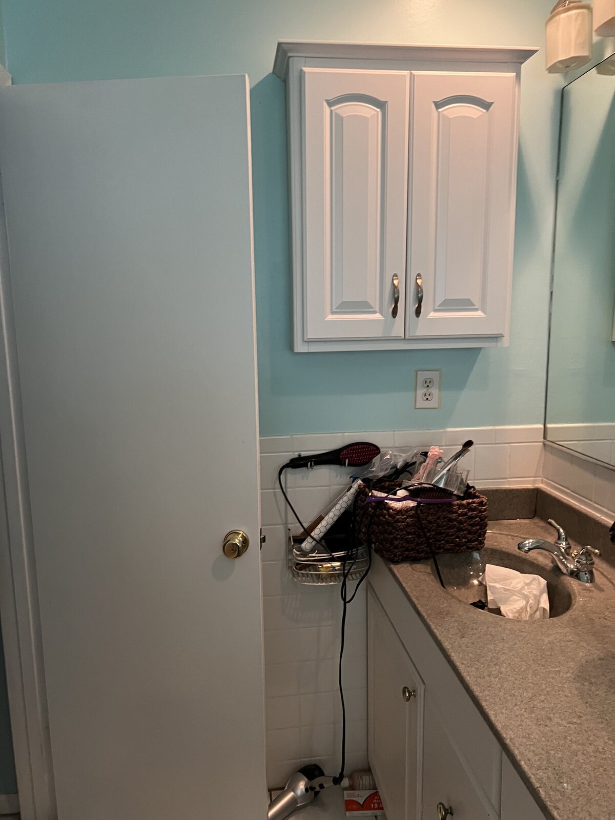 Bathroom before – storage and vanity