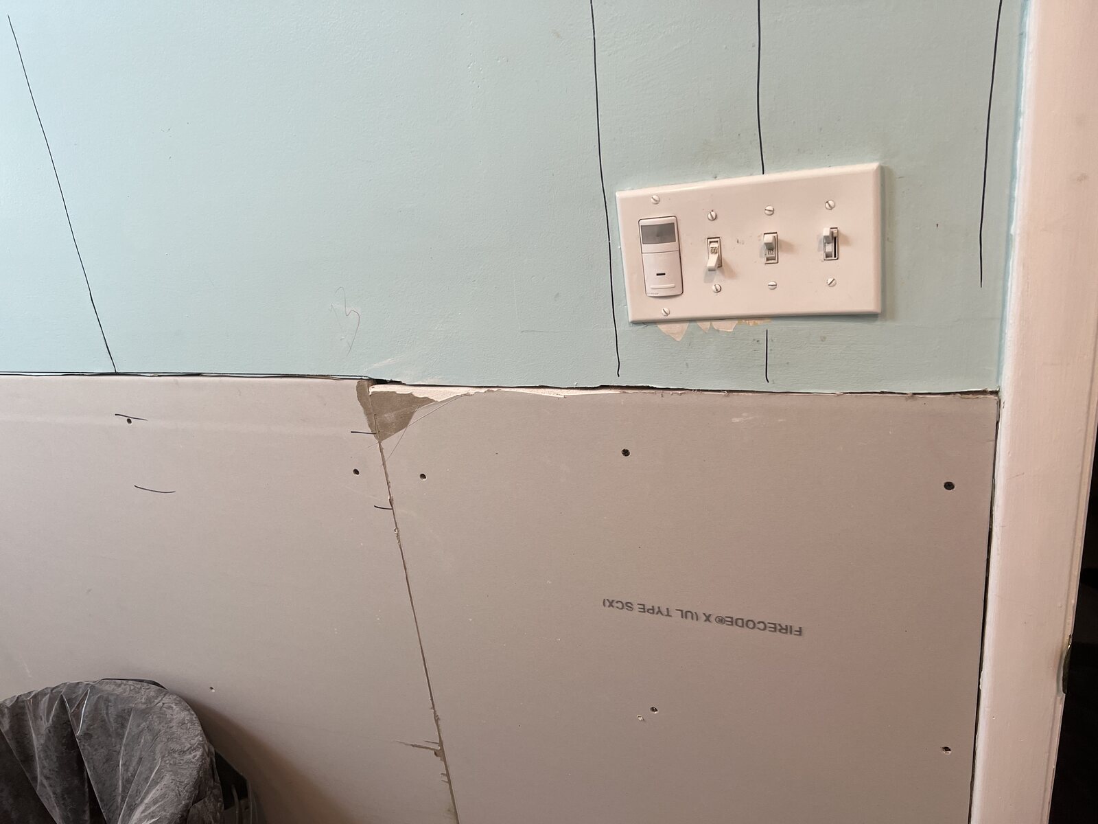 Bathroom rebuild – drywall and electrical wall